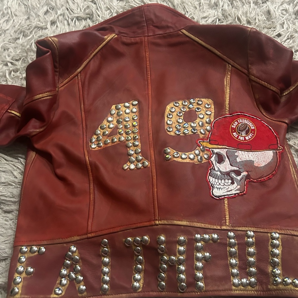 49ers leather jacket handmade